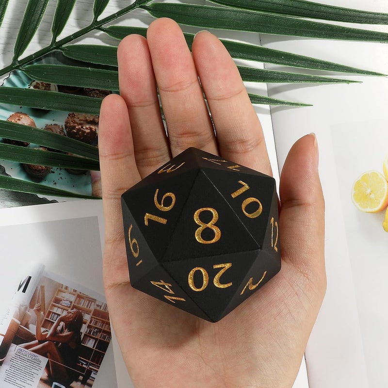 CSITORWWE 55mm Giant D20 Dice,20 Sided Resin Dice with Velvet Pouch, Titan Polyhedral Dice for TTRPG Tabletop Gaming,Dungeon Masters,RPG Adventures(Black) - Image 3
